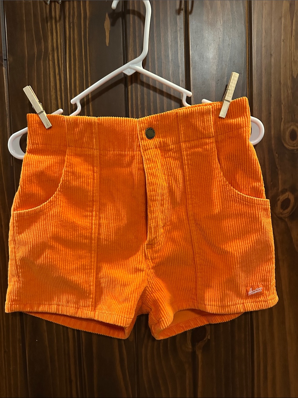 Hammies Orange Corduroy Cargo Shorts - Women's